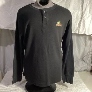 Mossy Oak Mens XL Long Sleeve Thermal Henley 2 Button Black Shirt